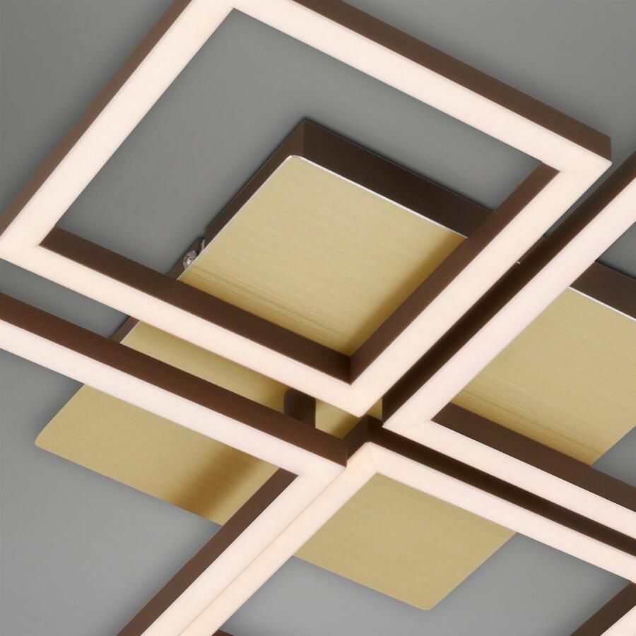 Briloner Leuchten Led-plafondlamp 3128017 FRAME Geheugenfunctie dimbaar draaibaar 3000K warmwit goudkleur-bruin - Foto 3