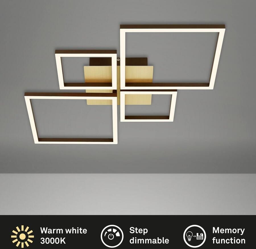 Briloner Leuchten Led-plafondlamp 3128017 FRAME Geheugenfunctie dimbaar draaibaar 3000K warmwit goudkleur-bruin - Foto 6
