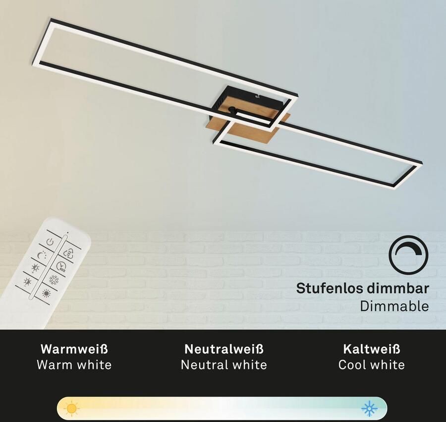 Briloner Leuchten Led-plafondlamp 3145014 FRAME Plafondlamp 110x24 8x8 5 cm zwart 40W woonkamer slaapkamer - Foto 7