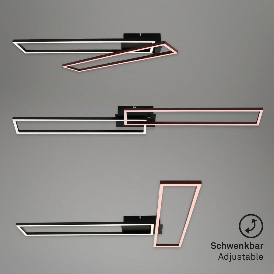 Briloner Leuchten Led-plafondlamp 3145015 FRAME Plafondlamp 110x24 8x7 8 cm zwart 40W woonkamer slaapkamer - Foto 2