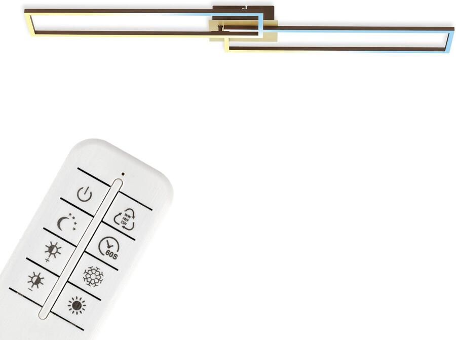 Briloner Leuchten Led-plafondlamp 3145017 FRAME CCT RGB geheugen- nachtlichtfunctie afstandsbediening goudkleur-bruin - Foto 7