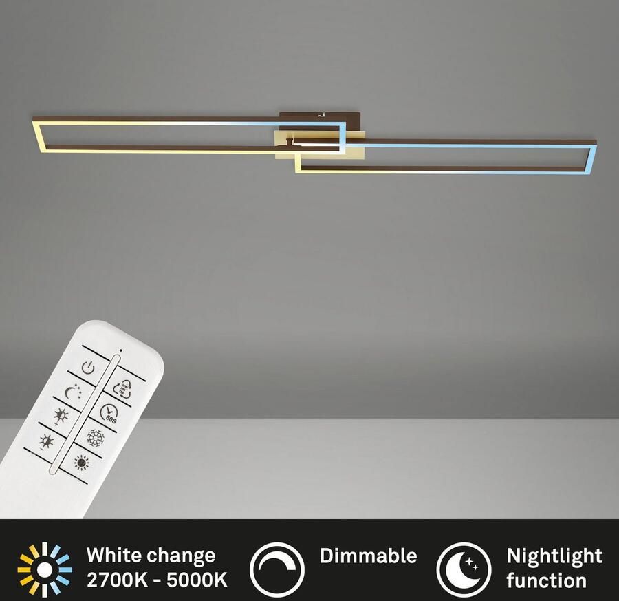 Briloner Leuchten Led-plafondlamp 3145017 FRAME CCT RGB geheugen- nachtlichtfunctie afstandsbediening goudkleur-bruin - Foto 4