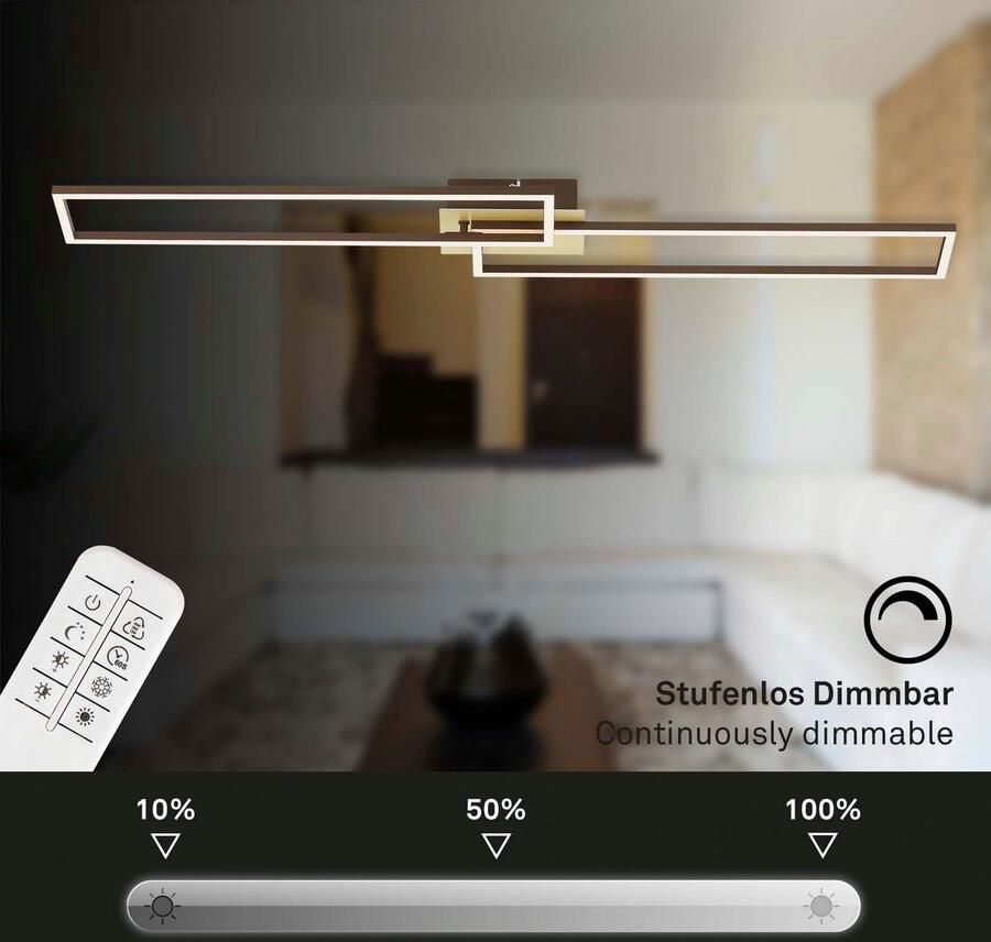 Briloner Leuchten Led-plafondlamp 3145017 FRAME CCT RGB geheugen- nachtlichtfunctie afstandsbediening goudkleur-bruin - Foto 5