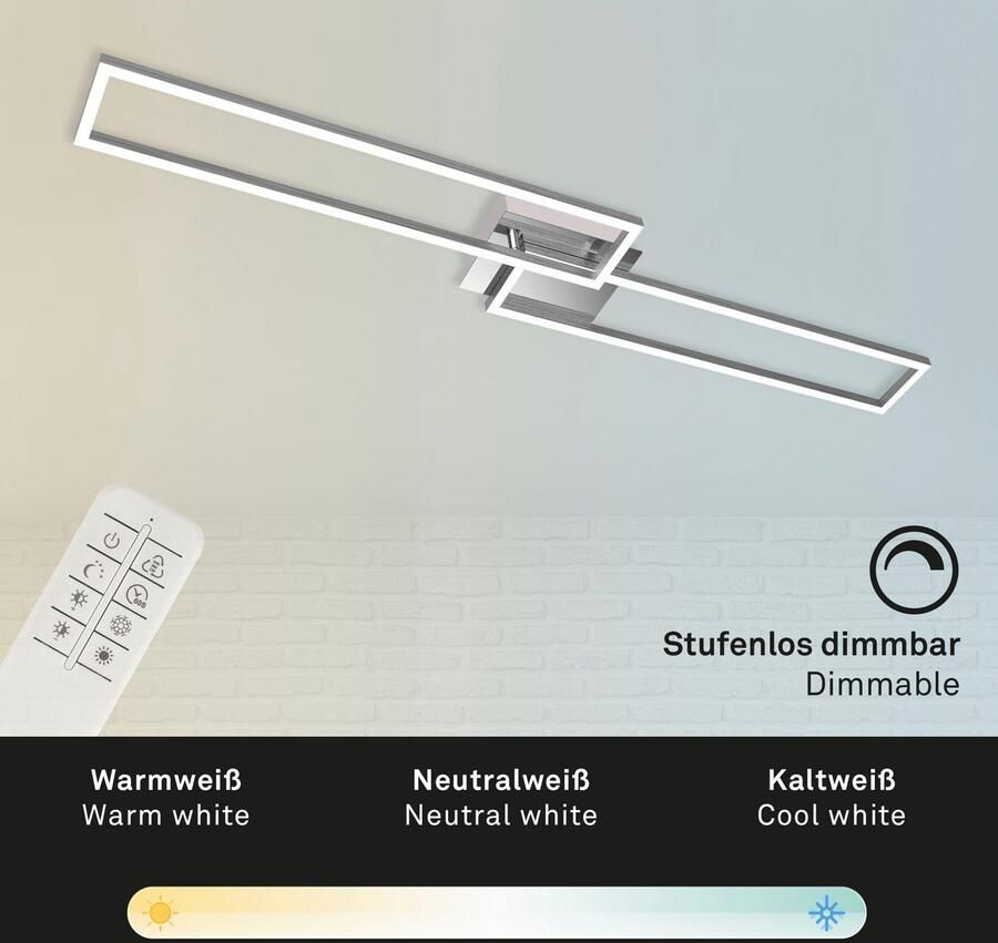 Briloner Leuchten Led-plafondlamp 3145018 FRAME Plafondlamp 110x24 8x7 8 cm chroom 40W woonkamer slaapkamer - Foto 4