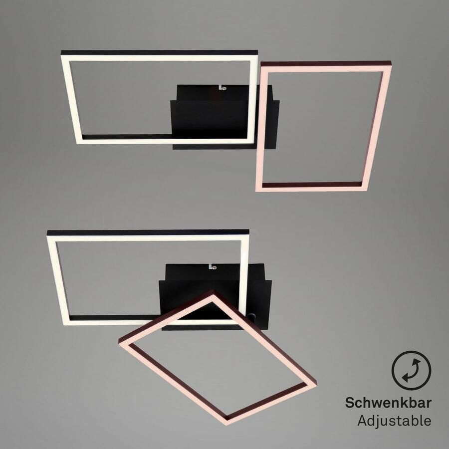 Briloner Leuchten Led-plafondlamp 3149015 FRAME Plafondlamp 50x38 8x7 8 cm zwart 30W woonkamer slaapkamer - Foto 3