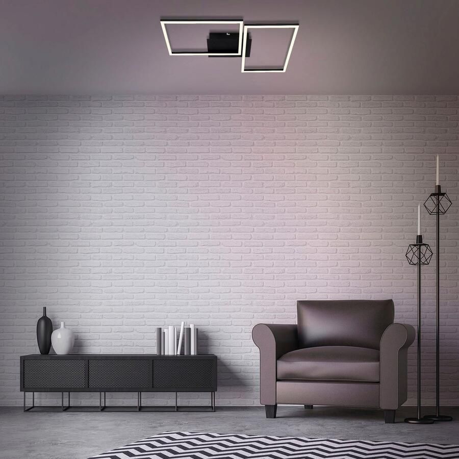 Briloner Leuchten Led-plafondlamp 3149015 FRAME Plafondlamp 50x38 8x7 8 cm zwart 30W woonkamer slaapkamer - Foto 5
