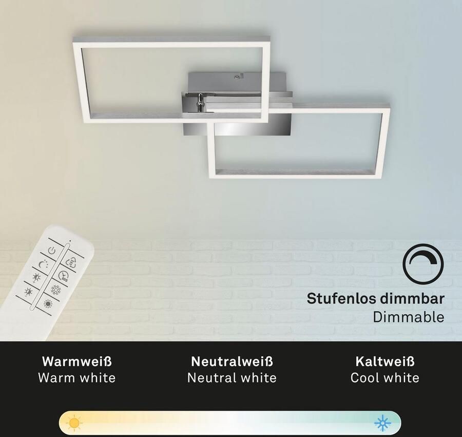 Briloner Leuchten Led-plafondlamp 3149018 FRAME Plafondlamp 50x38 8x7 8 cm chroom 30W woonkamer slaapkamer - Foto 6