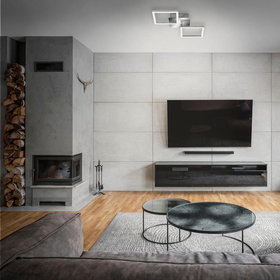 Briloner Leuchten Led-plafondlamp 3207018 FRAME Plafondlamp 47x22 6x7 3 cm chroom-aluminium 5 5W woonkamer slaapkamer