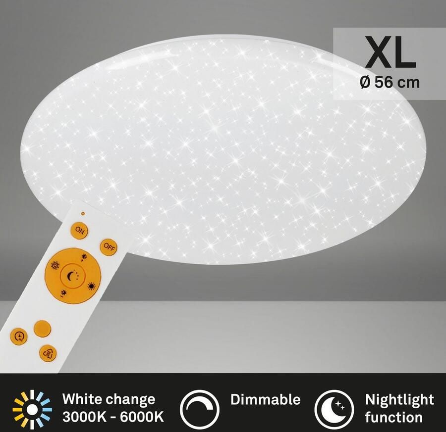 Briloner Leuchten Led-plafondlamp 3368016 VERB CCT dimbaar via afstandsbediening nachtlichtfunctie wit - Foto 4