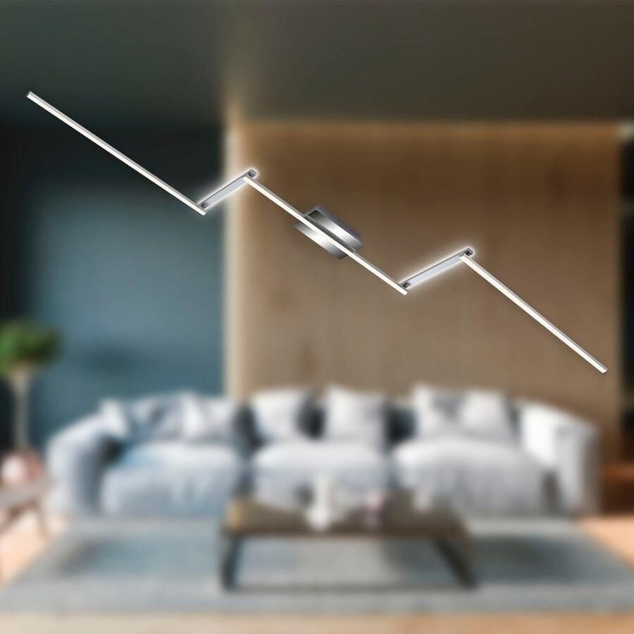 Briloner Leuchten Led-plafondlamp 3501018 STAFF Plafondlamp 227 2x12x5 cm aluminium-chroom 24W woonkamer slaapkamer - Foto 5