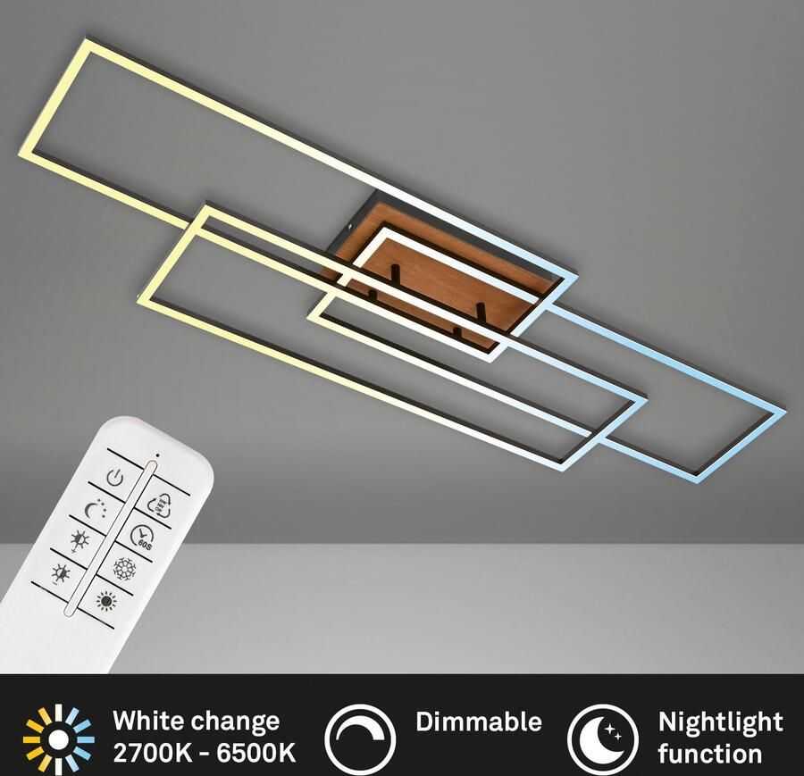 Briloner Leuchten Led-plafondlamp CCT LED plafondlamp zwart hout LED 60W - Foto 3