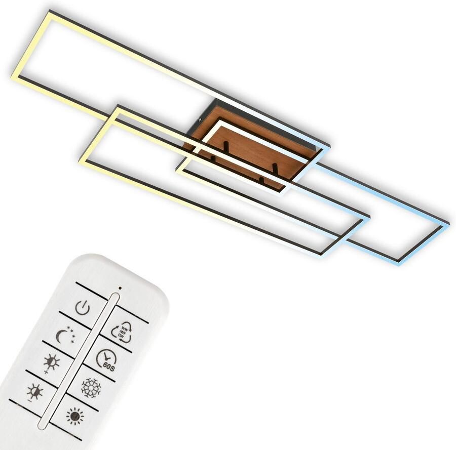 Briloner Leuchten Led-plafondlamp CCT LED plafondlamp zwart hout LED 60W