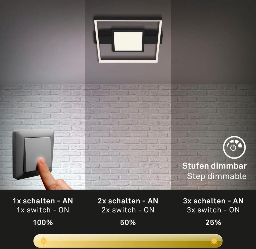 Briloner Leuchten Led-plafondlamp LED plafondlamp met middenverlichting zwart 1xLED 38W - Foto 4