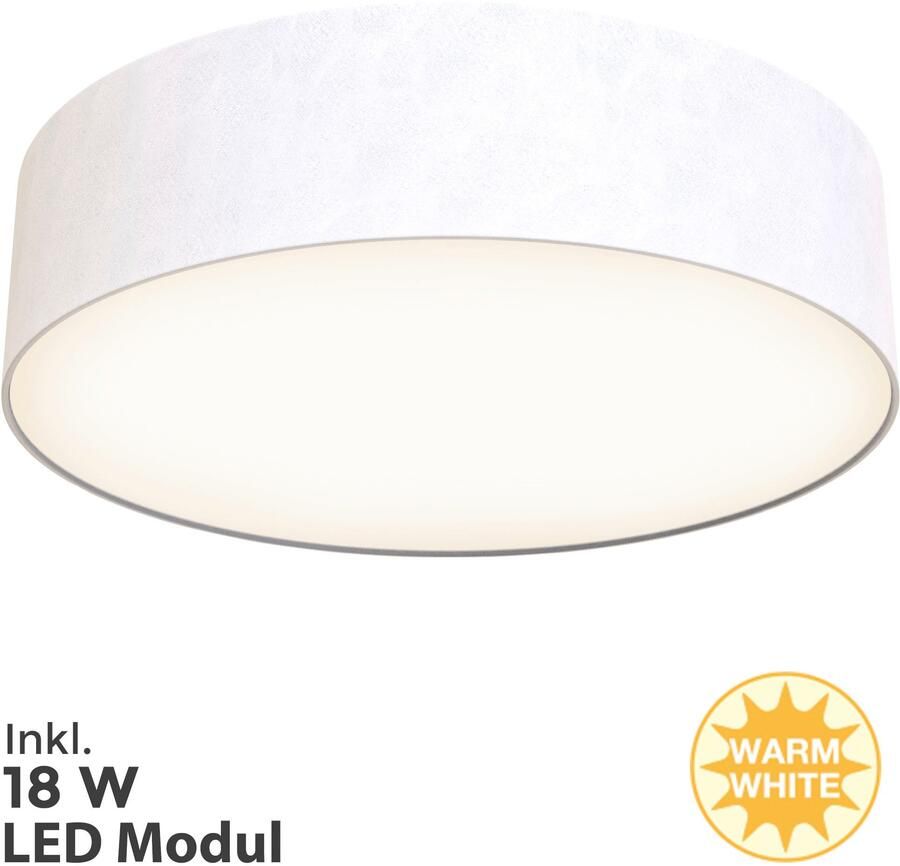 Briloner Leuchten Led-plafondlamp Stoffen LED plafondlamp wit 1xLED-module 18W - Foto 6