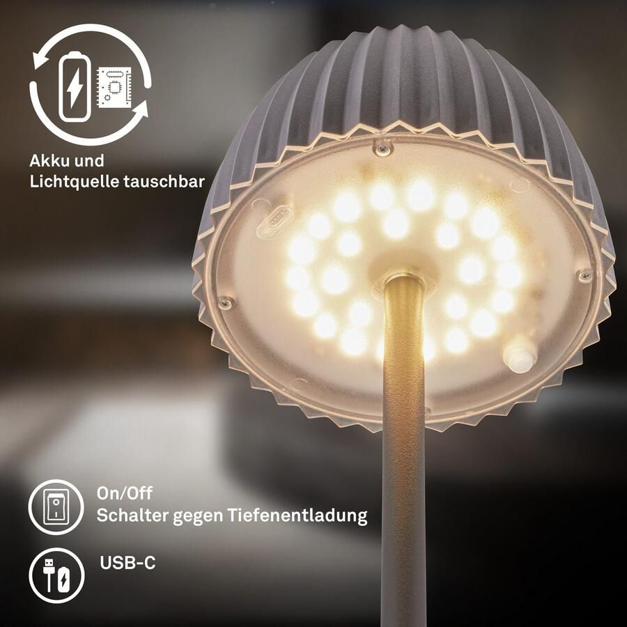 Briloner Leuchten Led-staande lamp Accu LED vloerlamp antraciet - Foto 8