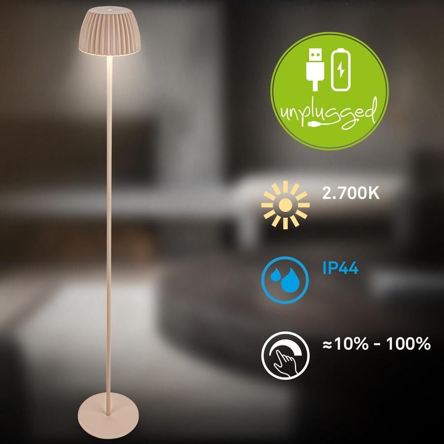 Briloner Leuchten Led-staande lamp Accu LED vloerlamp beige - Foto 8