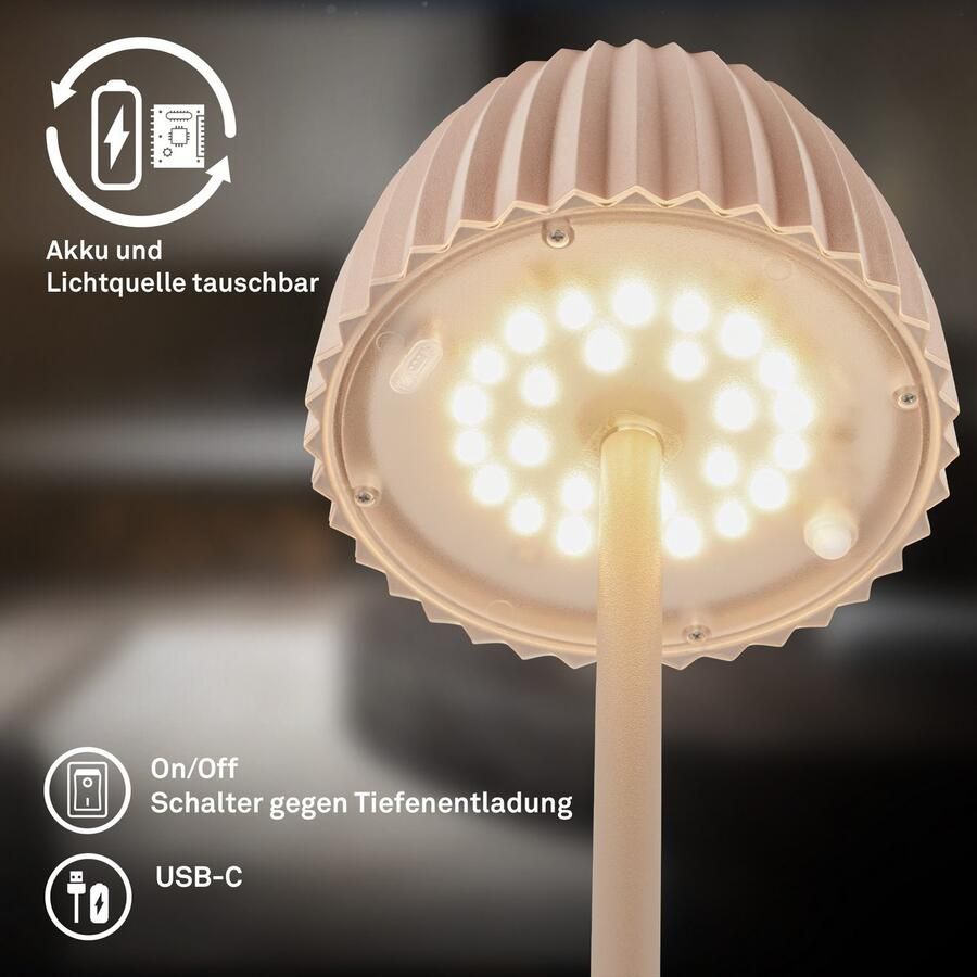 Briloner Leuchten Led-staande lamp Accu LED vloerlamp beige - Foto 9