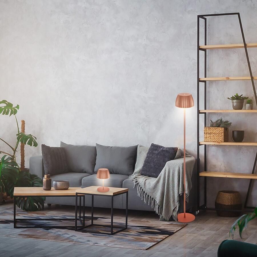 Briloner Leuchten Led-staande lamp Accu LED vloerlamp koperkleurig