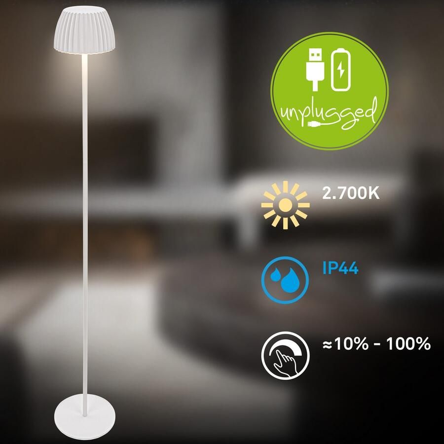 Briloner Leuchten Led-staande lamp Accu LED vloerlamp wit - Foto 8