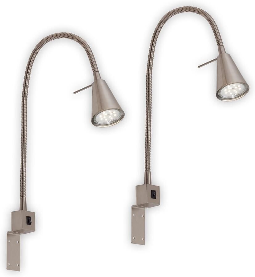 Briloner Leuchten Led-wandlamp 2-pack LED bedlamp slaapkamer woonkamer mat-nikkel - Foto 10