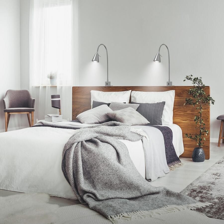 Briloner Leuchten Led-wandlamp 2-pack LED bedlamp slaapkamer woonkamer mat-nikkel - Foto 4