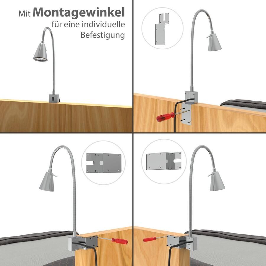 Briloner Leuchten Led-wandlamp 2-pack LED bedlamp slaapkamer woonkamer mat-nikkel - Foto 6