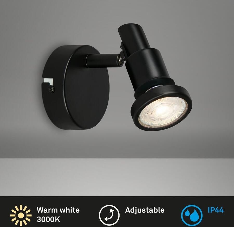 Briloner Leuchten Led-wandlamp LED spot 1-vlamig metaal zwart - Foto 3