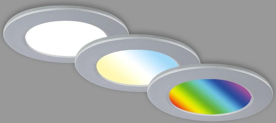 Briloner Leuchten Ledinbouwlamp 3-pack LED inbouwlampen RGB-CCT chroom-mat 3-delige set led inbouwspots plafond rgb inbouwlampen cct led bad - Foto 10