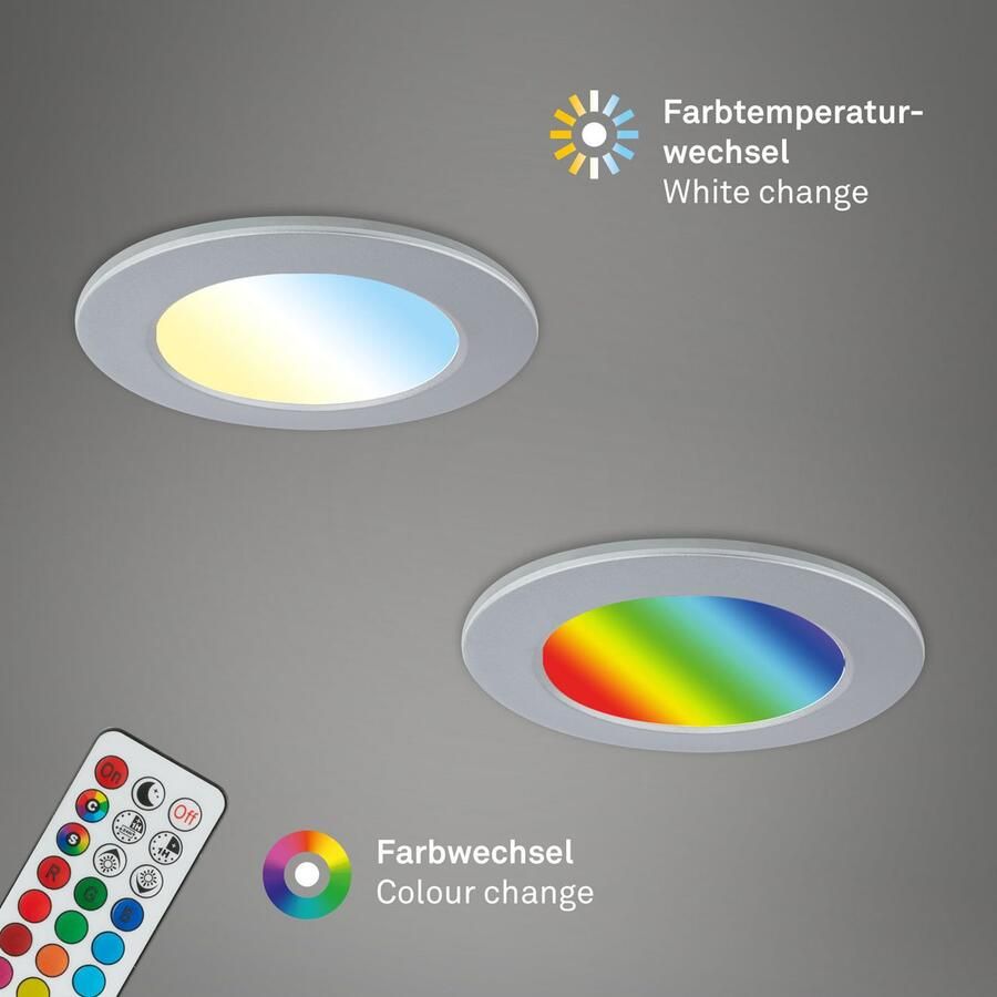Briloner Leuchten Ledinbouwlamp 3-pack LED inbouwlampen RGB-CCT chroom-mat 3-delige set led inbouwspots plafond rgb inbouwlampen cct led bad - Foto 3
