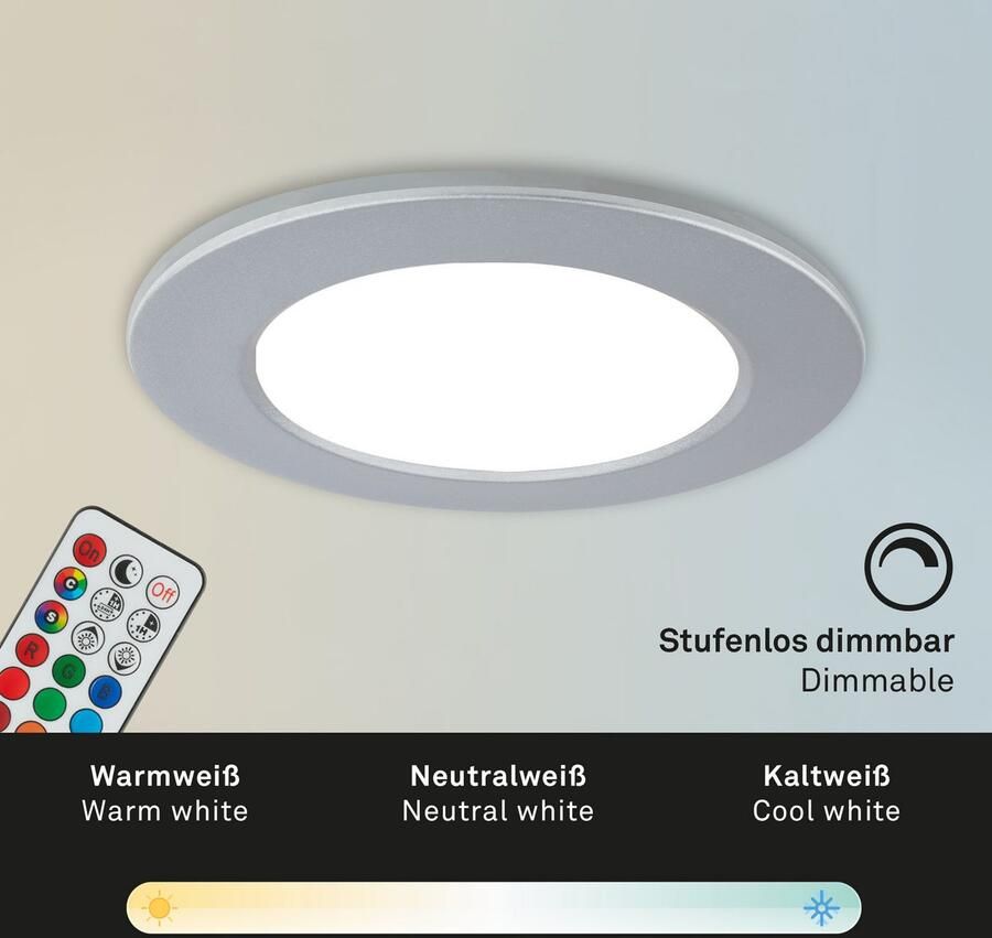 Briloner Leuchten Ledinbouwlamp 3-pack LED inbouwlampen RGB-CCT chroom-mat 3-delige set led inbouwspots plafond rgb inbouwlampen cct led bad - Foto 9
