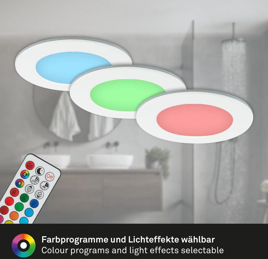 Briloner Leuchten Ledinbouwlamp 3-pack LED inbouwlampen RGB-CCT wit - Foto 6