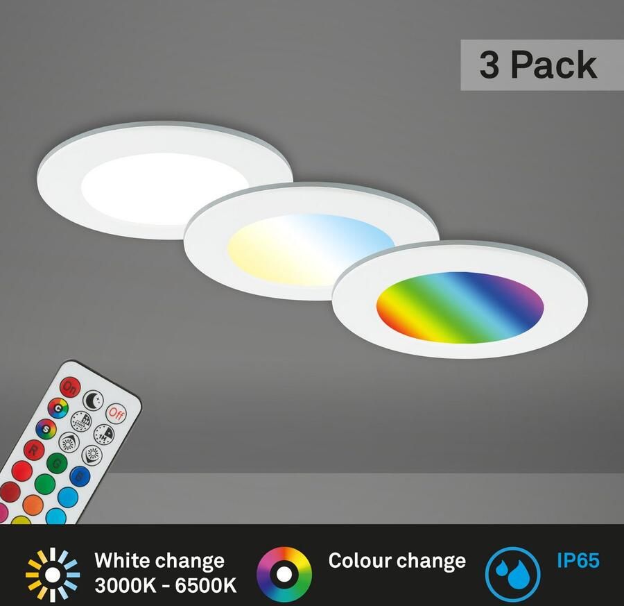 Briloner Leuchten Ledinbouwlamp 3-pack LED inbouwlampen RGB-CCT wit - Foto 7