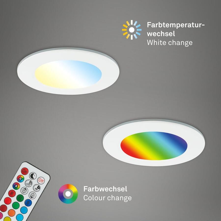 Briloner Leuchten Ledinbouwlamp 3-pack LED inbouwlampen RGB-CCT wit - Foto 3
