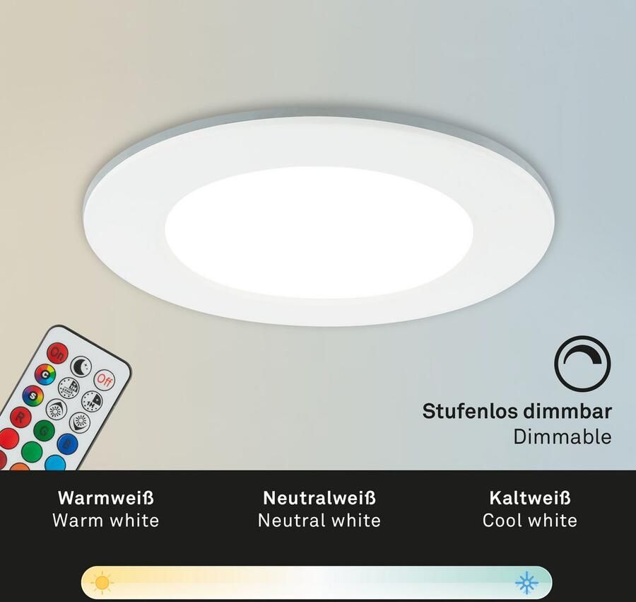 Briloner Leuchten Ledinbouwlamp 3-pack LED inbouwlampen RGB-CCT wit - Foto 9