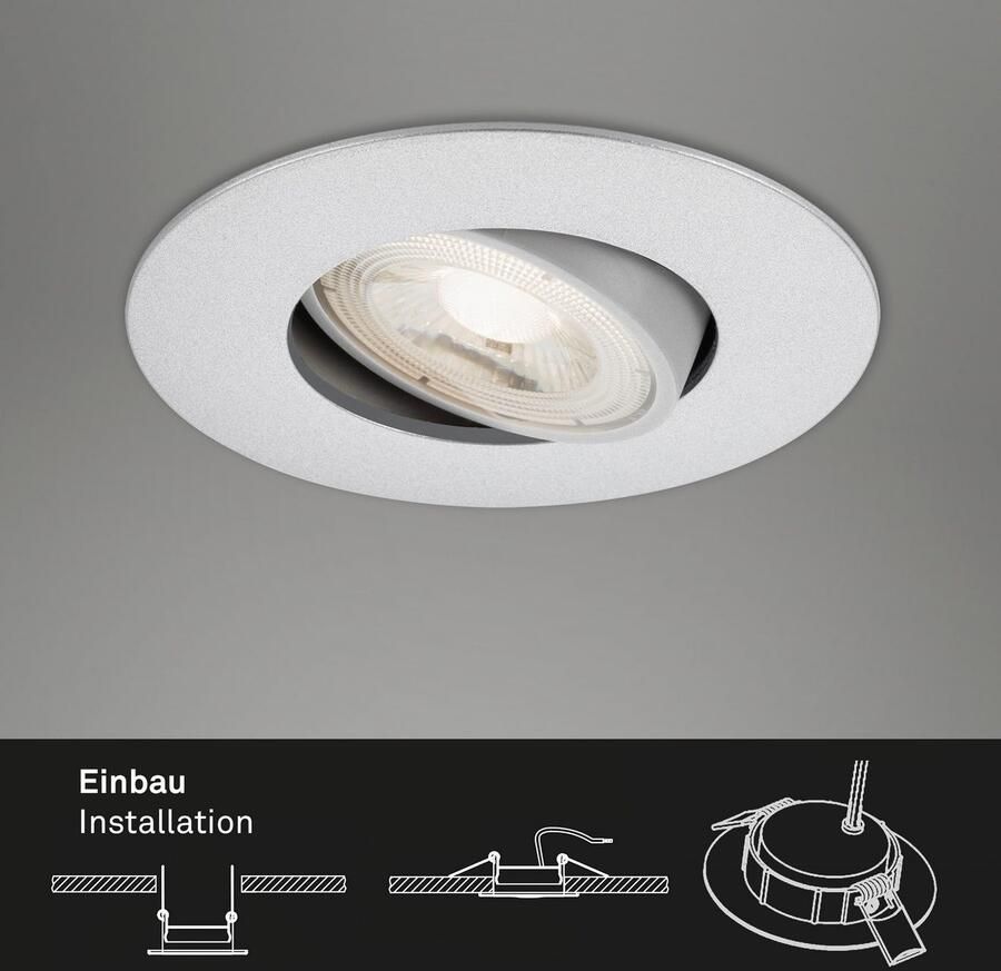 Briloner Leuchten Ledinbouwlamp 7048034 KULANA Inbouwspot SET draaibaar + dimbaar IP23 Ø 9 cm - Foto 3