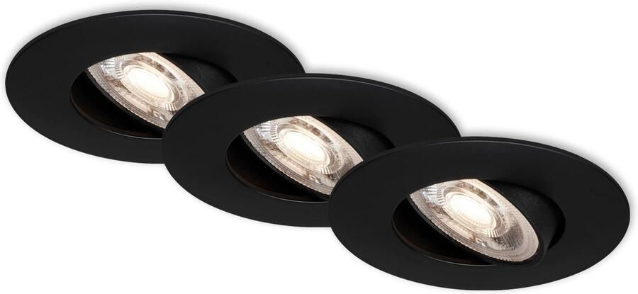 Briloner Leuchten Ledinbouwlamp 7048035 KULANA 3-pack ultraflauw draaibaar traploos dimbaar zwart - Foto 2