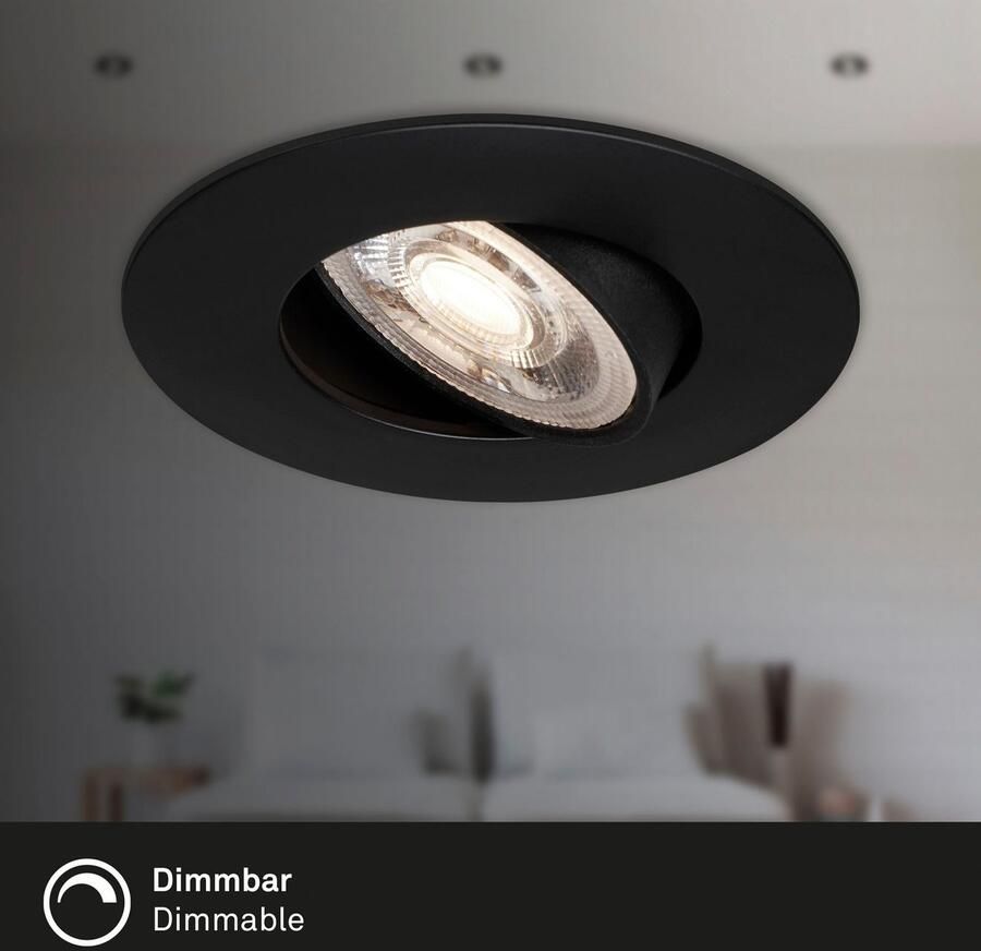 Briloner Leuchten Ledinbouwlamp 7048035 KULANA 3-pack ultraflauw draaibaar traploos dimbaar zwart - Foto 6