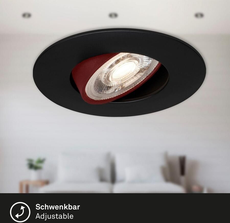 Briloner Leuchten Ledinbouwlamp 7048035 KULANA 3-pack ultraflauw draaibaar traploos dimbaar zwart - Foto 7
