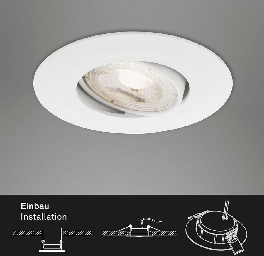 Briloner Leuchten Ledinbouwlamp 7048036 KULANA 3-pack schijnwerpers draaibaar traploos dimbaar wit - Foto 3