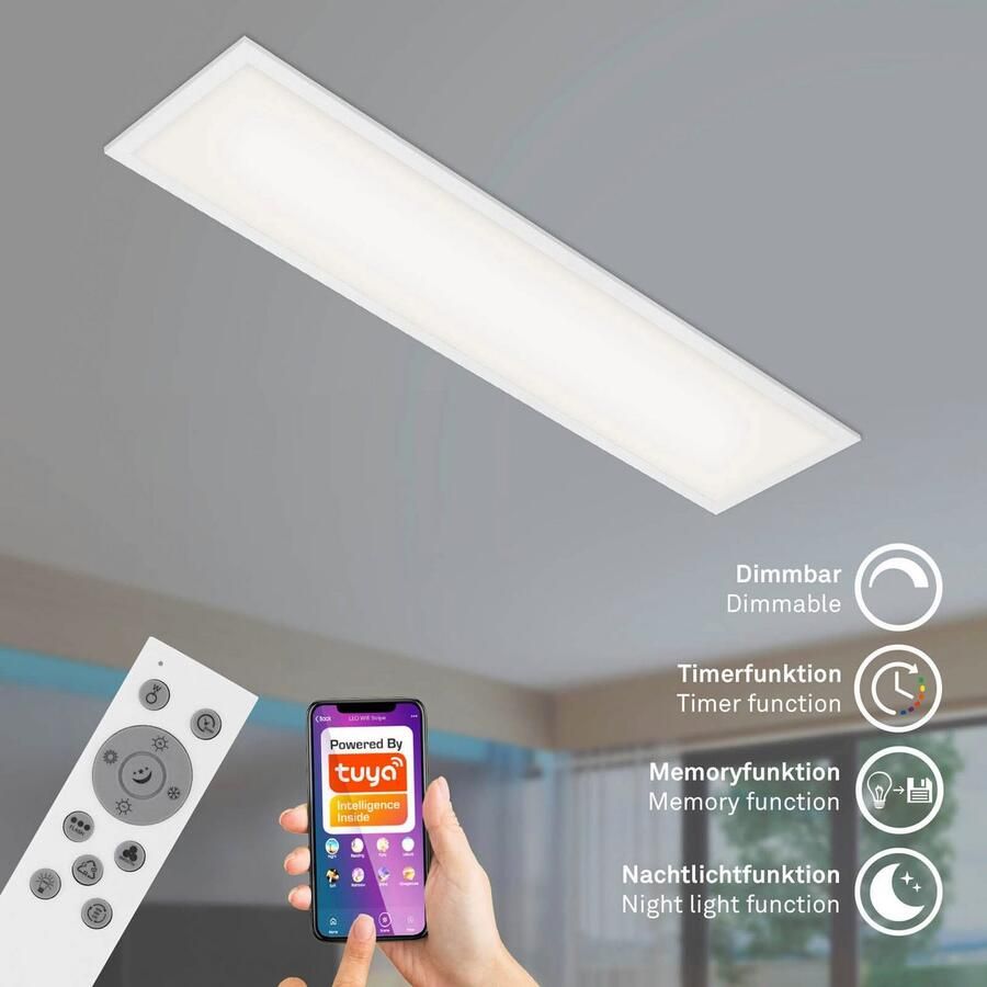Briloner Leuchten Plafondlamp LINK COLOUR Slimme plafondlamp 100x25x6 5 cm wit 22W woonkamer slaapkamer (1 stuk)
