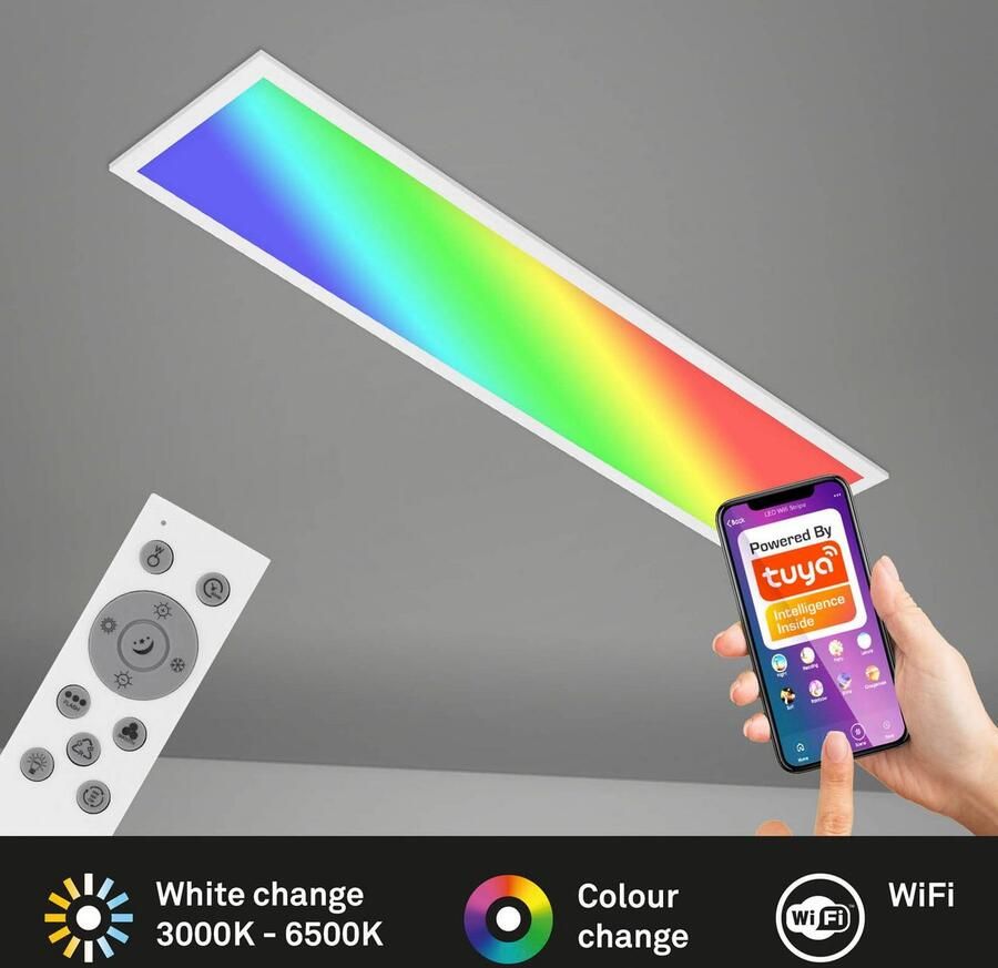 Briloner Leuchten Plafondlamp LINK COLOUR Slimme plafondlamp 100x25x6 5 cm wit 22W woonkamer slaapkamer (1 stuk) - Foto 4