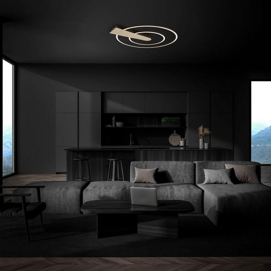 Briloner Leuchten Plafondlamp NICO DUO Plafondlamp dimbaar 25W 3000lm 3000K Ø 49 5 cm goudkleur voor woonkamer (1 stuk) - Foto 2