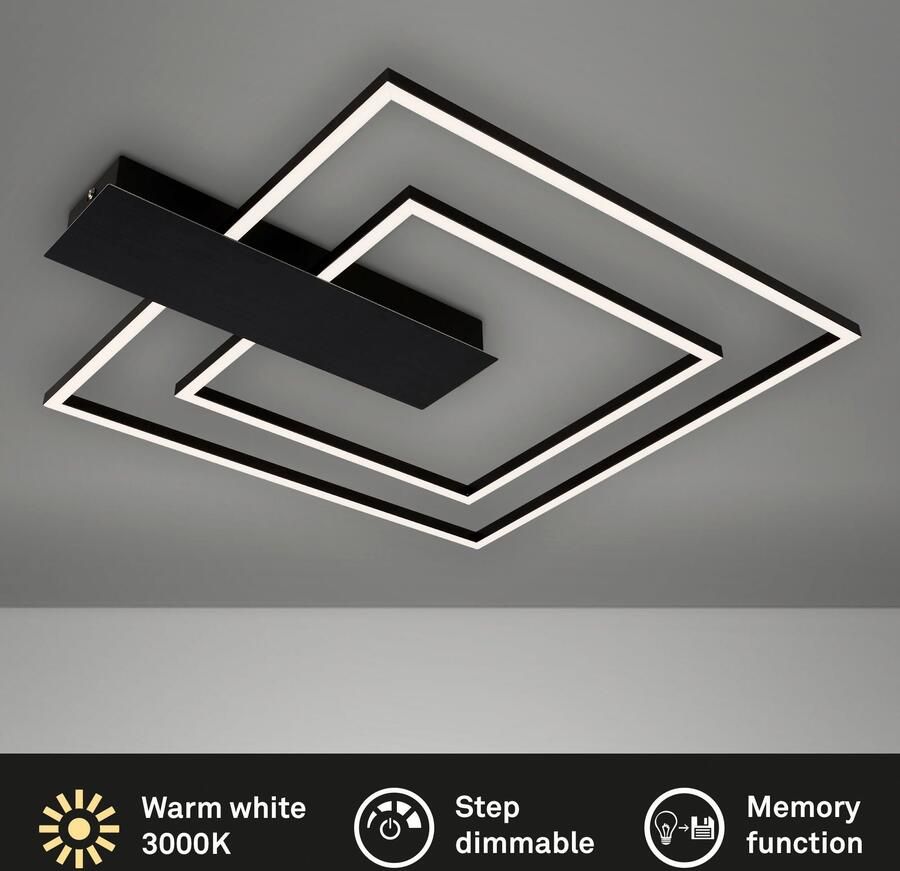 Briloner Leuchten Plafondlamp NICO DUO Plafondlamp dimbaar 25W 3000lm 3000K 57x48x4 cm (1 stuk) - Foto 5