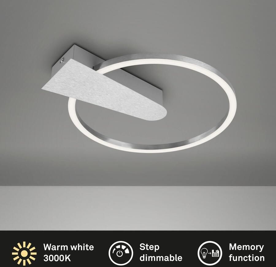 Briloner Leuchten Plafondlamp NICO Plafondlamp dimbaar 12W 1400lm 3000K Ø 29 5 cm (1 stuk) - Foto 5