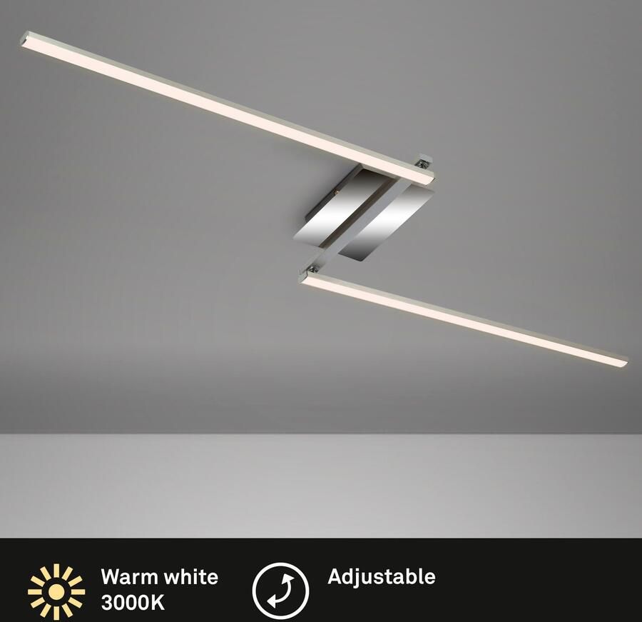 Briloner Leuchten Plafondlamp STAFF LED plafondlamp 2-vlamig draaibaar alu-chroom 3000K 12W metaal (1 stuk) - Foto 5