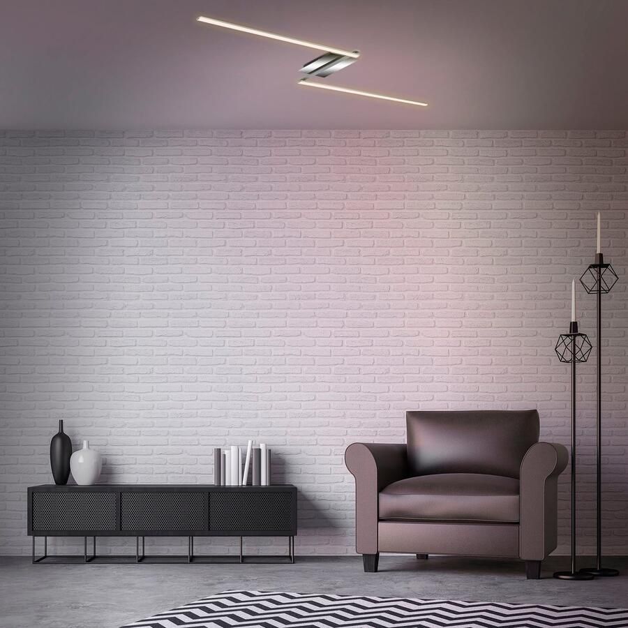 Briloner Leuchten Plafondlamp STAFF LED plafondlamp 2-vlamig draaibaar alu-chroom 3000K 12W metaal (1 stuk)