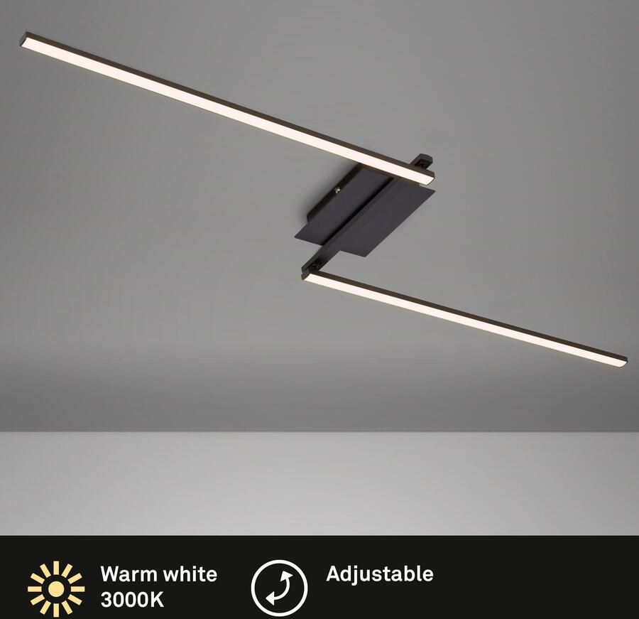 Briloner Leuchten Plafondlamp STAFF LED plafondlamp 2-vlamig draaibaar zwart 3000K 12W metaal (1 stuk) - Foto 5