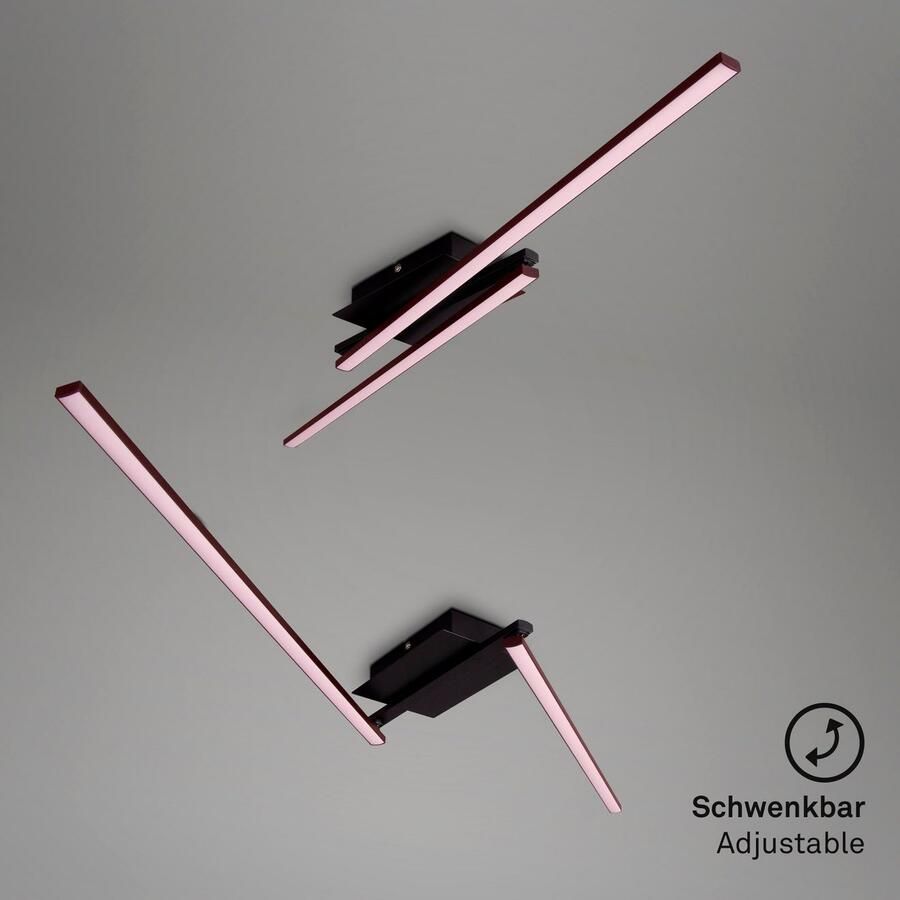 Briloner Leuchten Plafondlamp STAFF LED plafondlamp 2-vlamig draaibaar zwart 3000K 12W metaal (1 stuk)