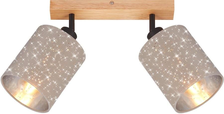 Briloner Leuchten Plafondspot Spotlamp taupe hout 2xE27 excl. - Foto 5