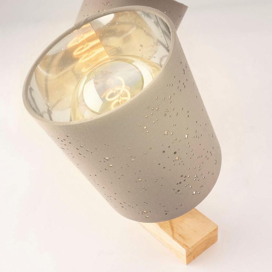 Briloner Leuchten Plafondspot Spotlamp taupe hout 2xE27 excl. - Foto 2
